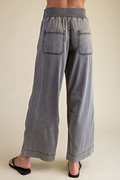 Smocked Chambray Pants