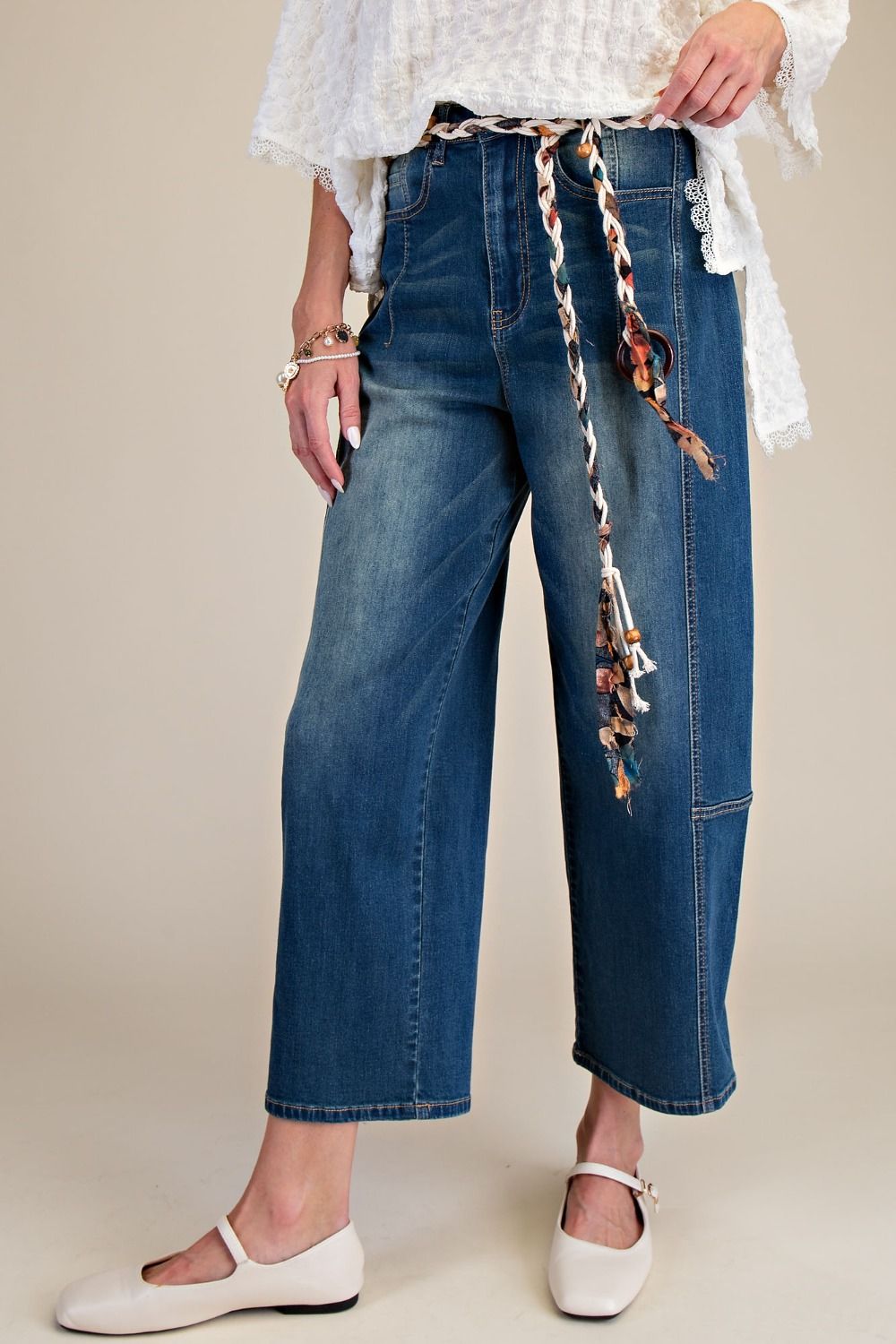 Denim Stretch Barrel Jeans