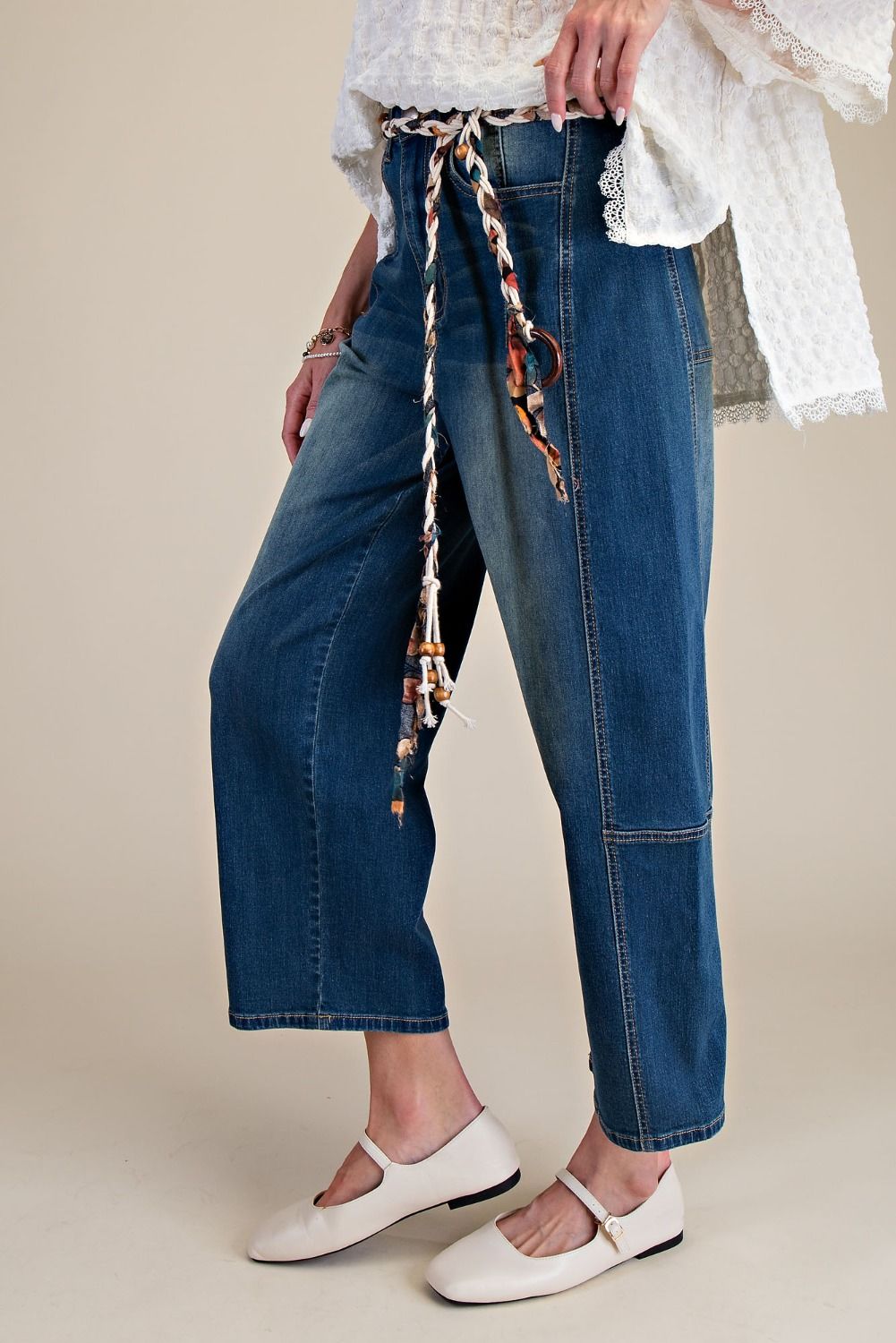 Denim Stretch Barrel Jeans