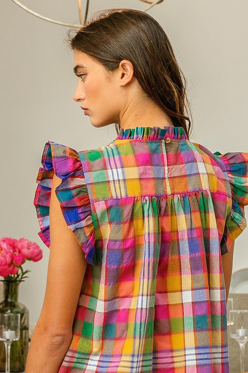 Bleached Vintage Ruffle Sleeve Top