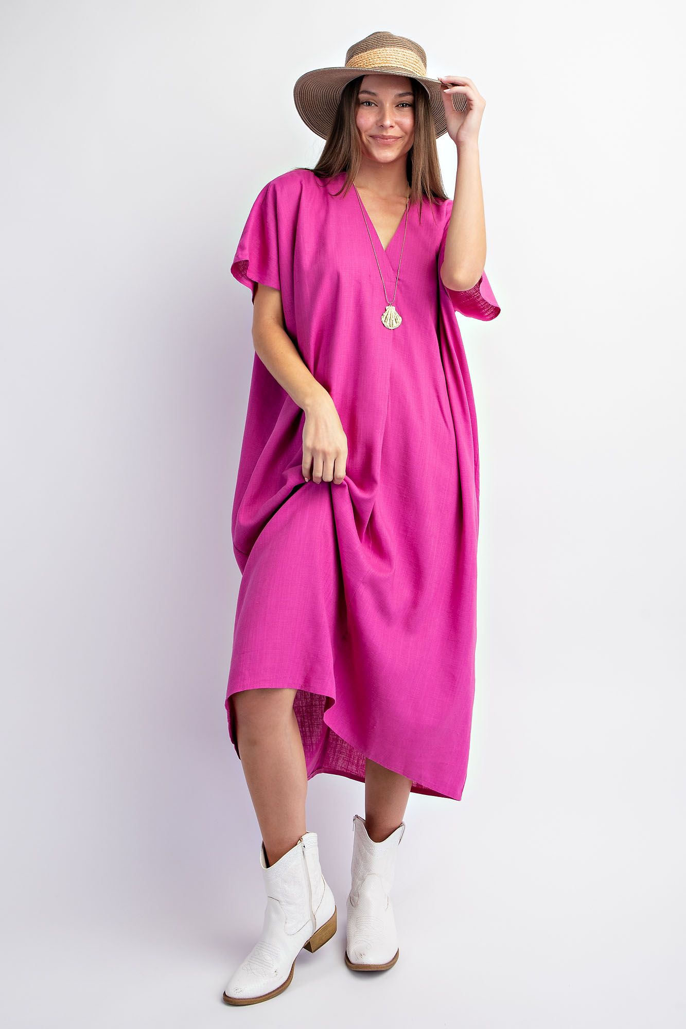 Short Sleeve Linen Dress