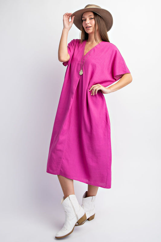 Short Sleeve Linen Dress