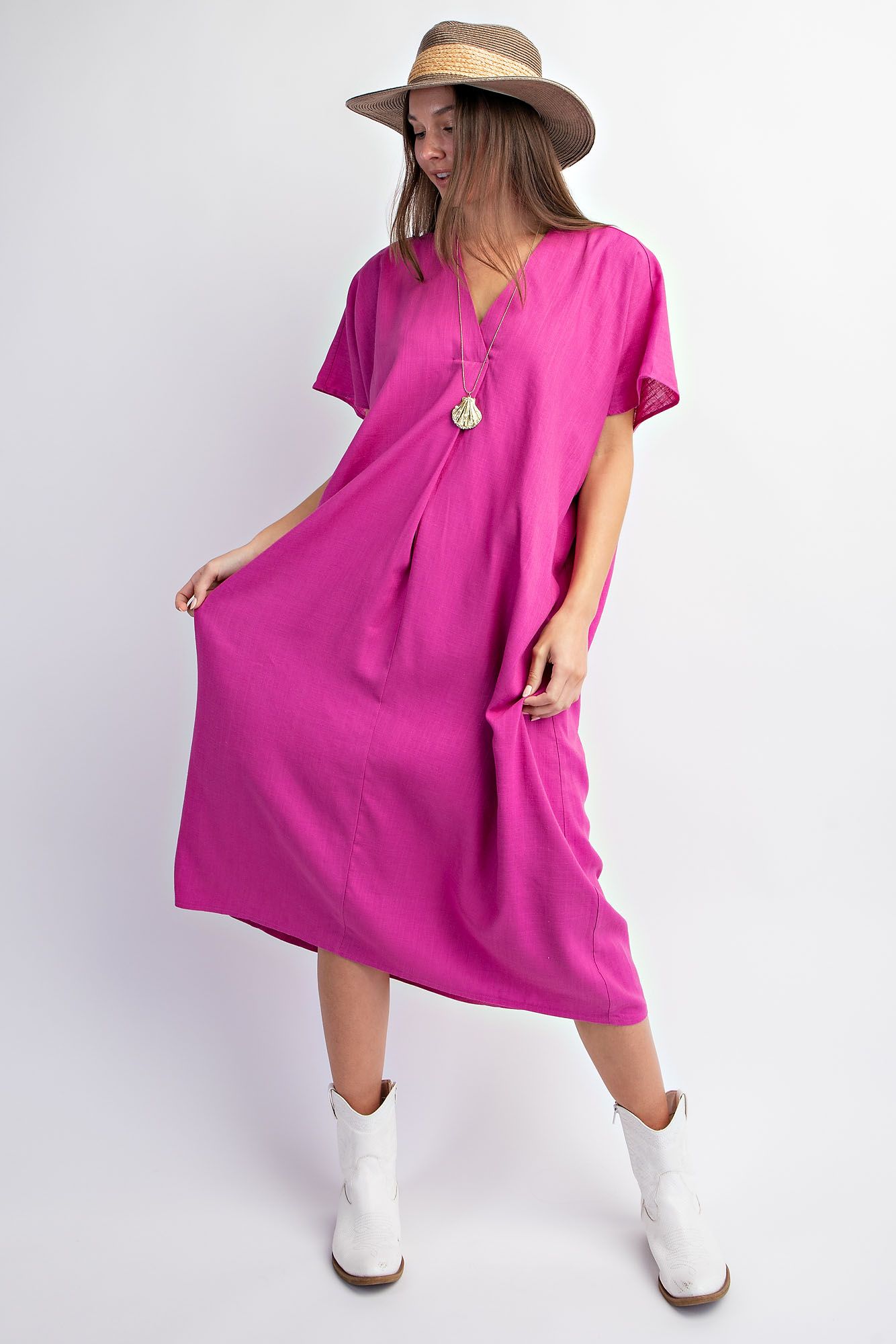 Short Sleeve Linen Dress