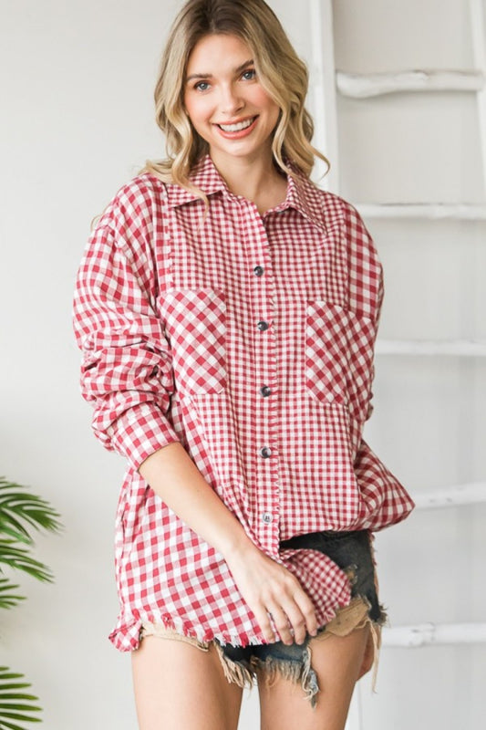 Gingham Mixed Button Down