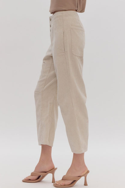 Corduroy Mid Rise Button Pants