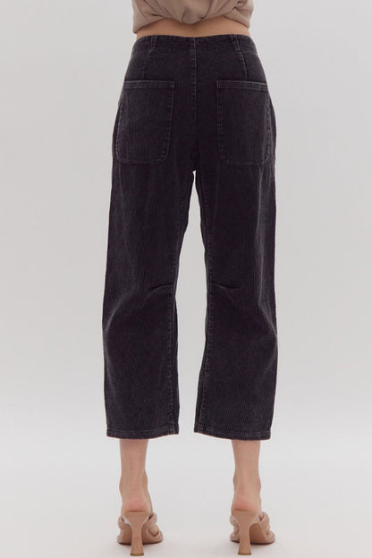 Corduroy Mid Rise Button Pants