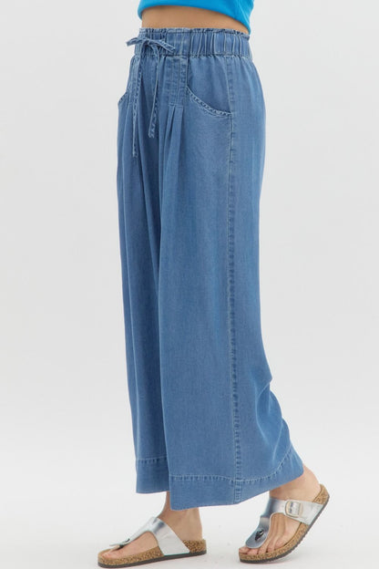 Pintuck Wide Leg Pants