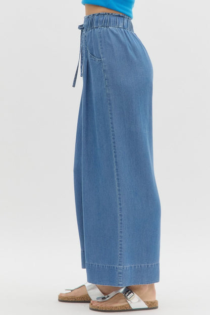 Pintuck Wide Leg Pants