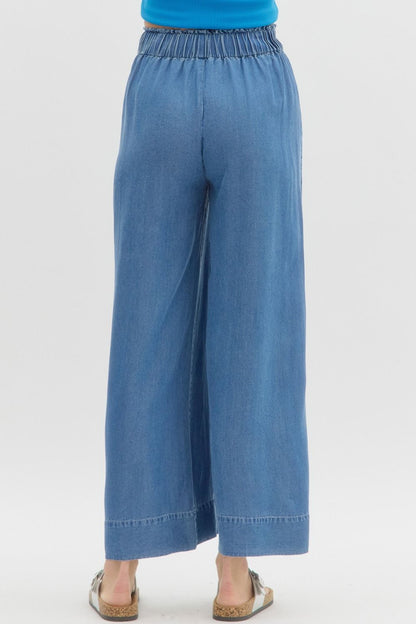 Pintuck Wide Leg Pants