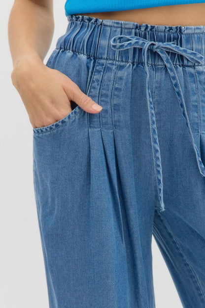 Pintuck Wide Leg Pants