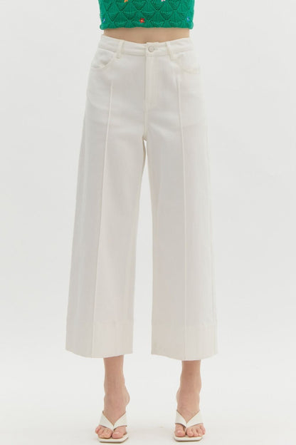 Mid Rise Wide Leg Ankle Pants