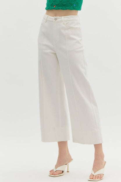 Mid Rise Wide Leg Ankle Pants