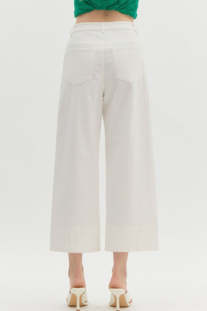 Mid Rise Wide Leg Ankle Pants