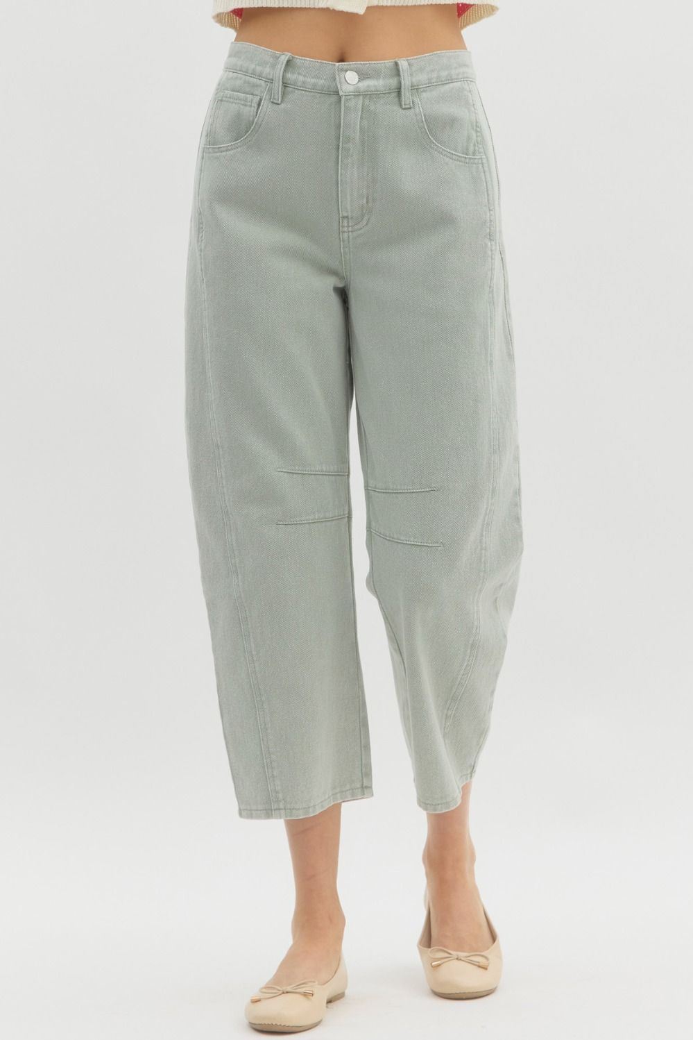 High Rise Ankle Barrel Pants