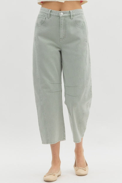 High Rise Ankle Barrel Pants