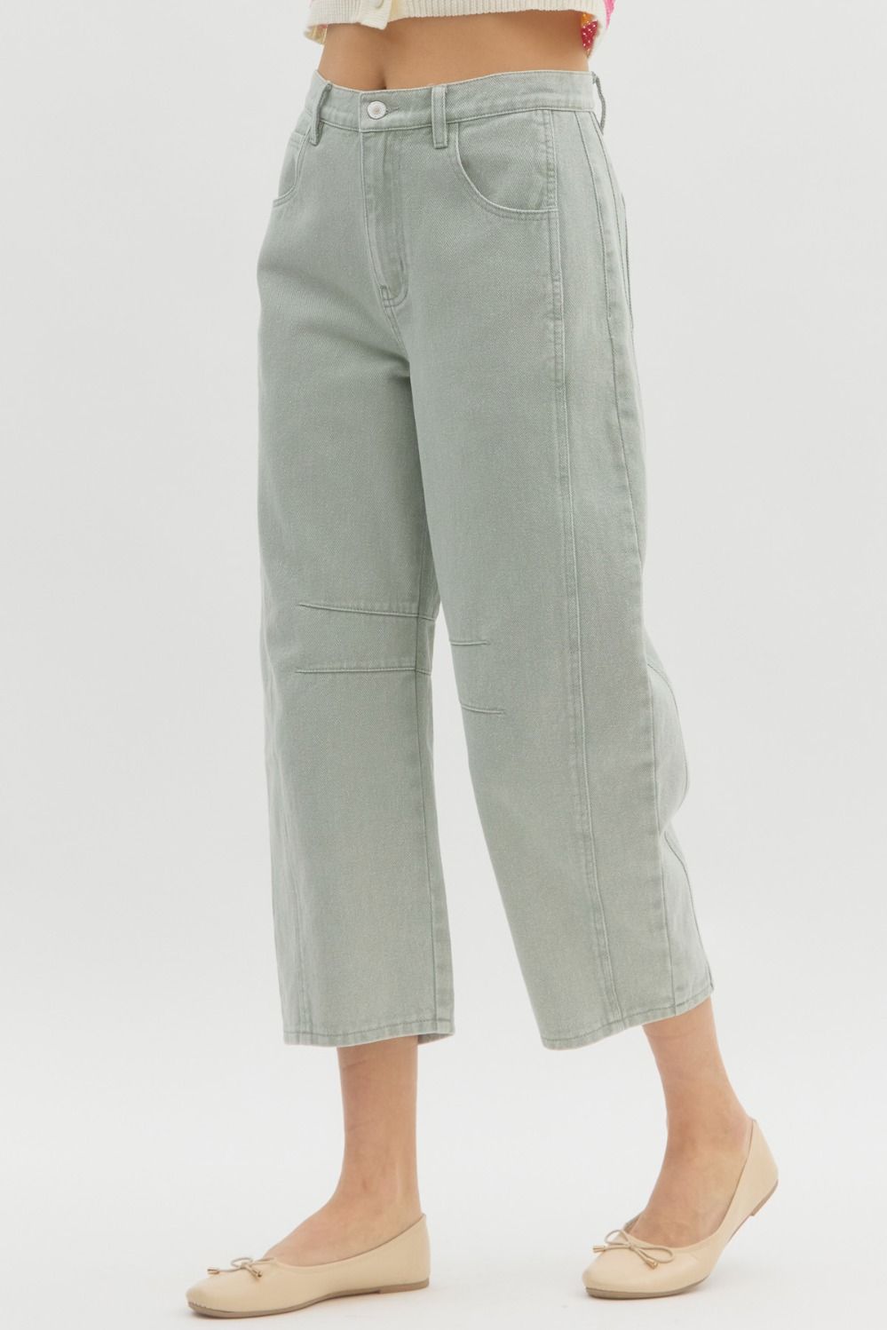 High Rise Ankle Barrel Pants