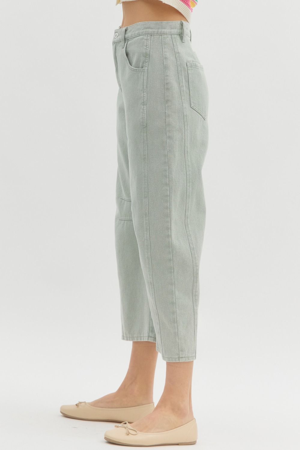 High Rise Ankle Barrel Pants