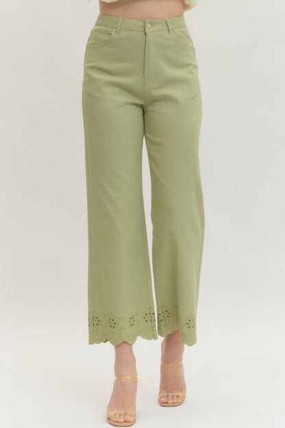 Scallop Hem Ankle Pants