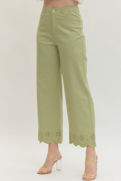 Scallop Hem Ankle Pants