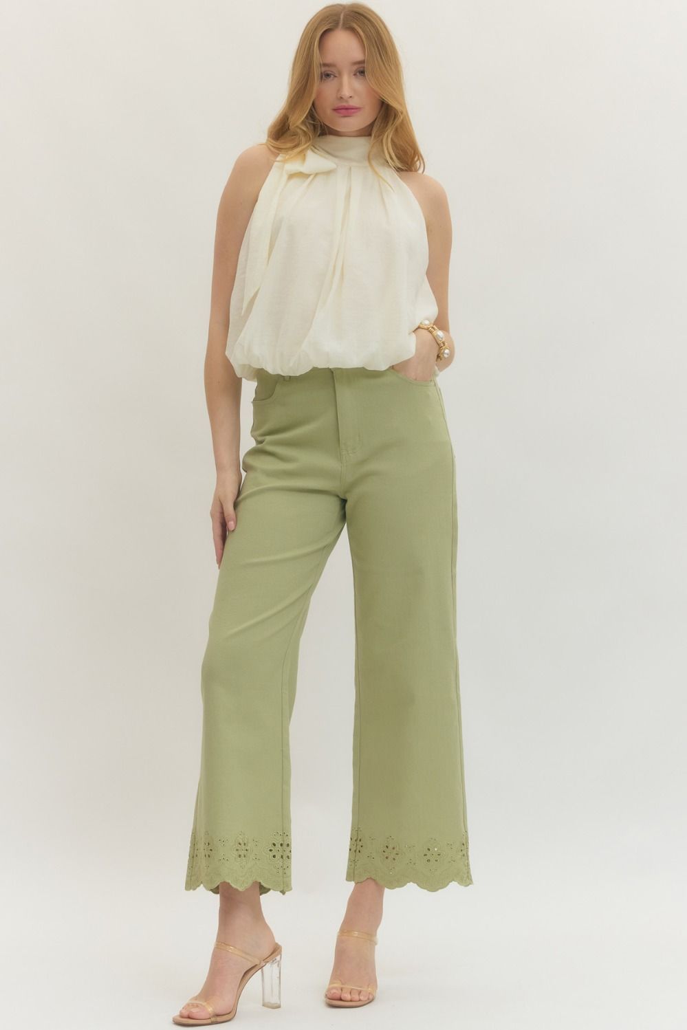 Scallop Hem Ankle Pants