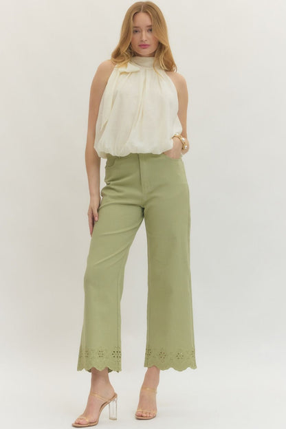 Scallop Hem Ankle Pants