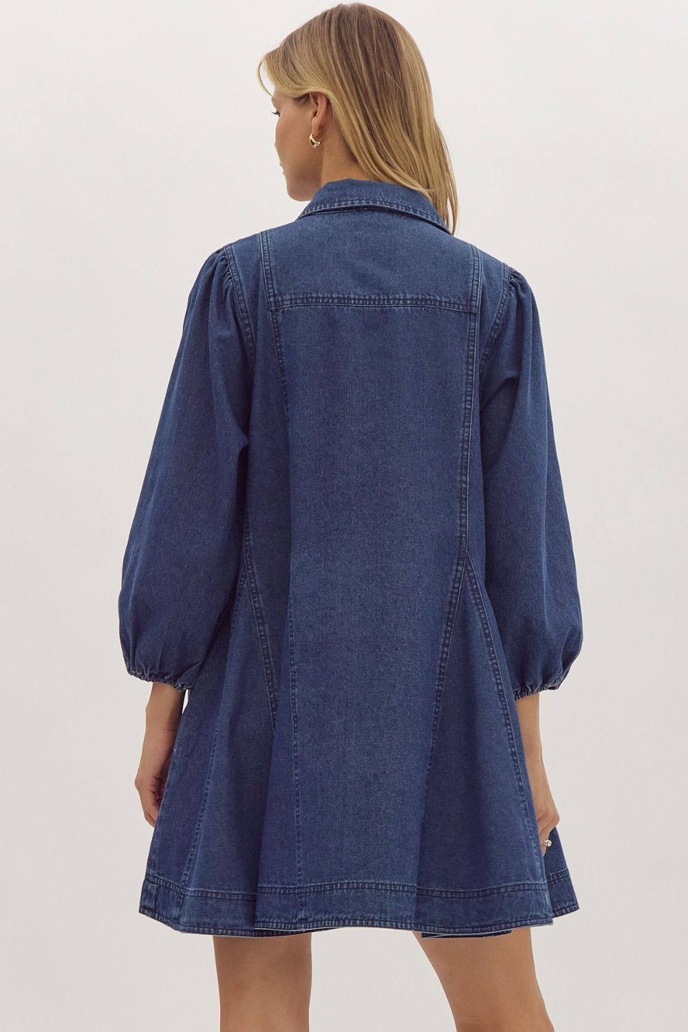 Denim Collared Button Up Dress