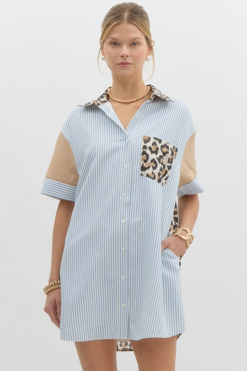 Animal Print Button Dress