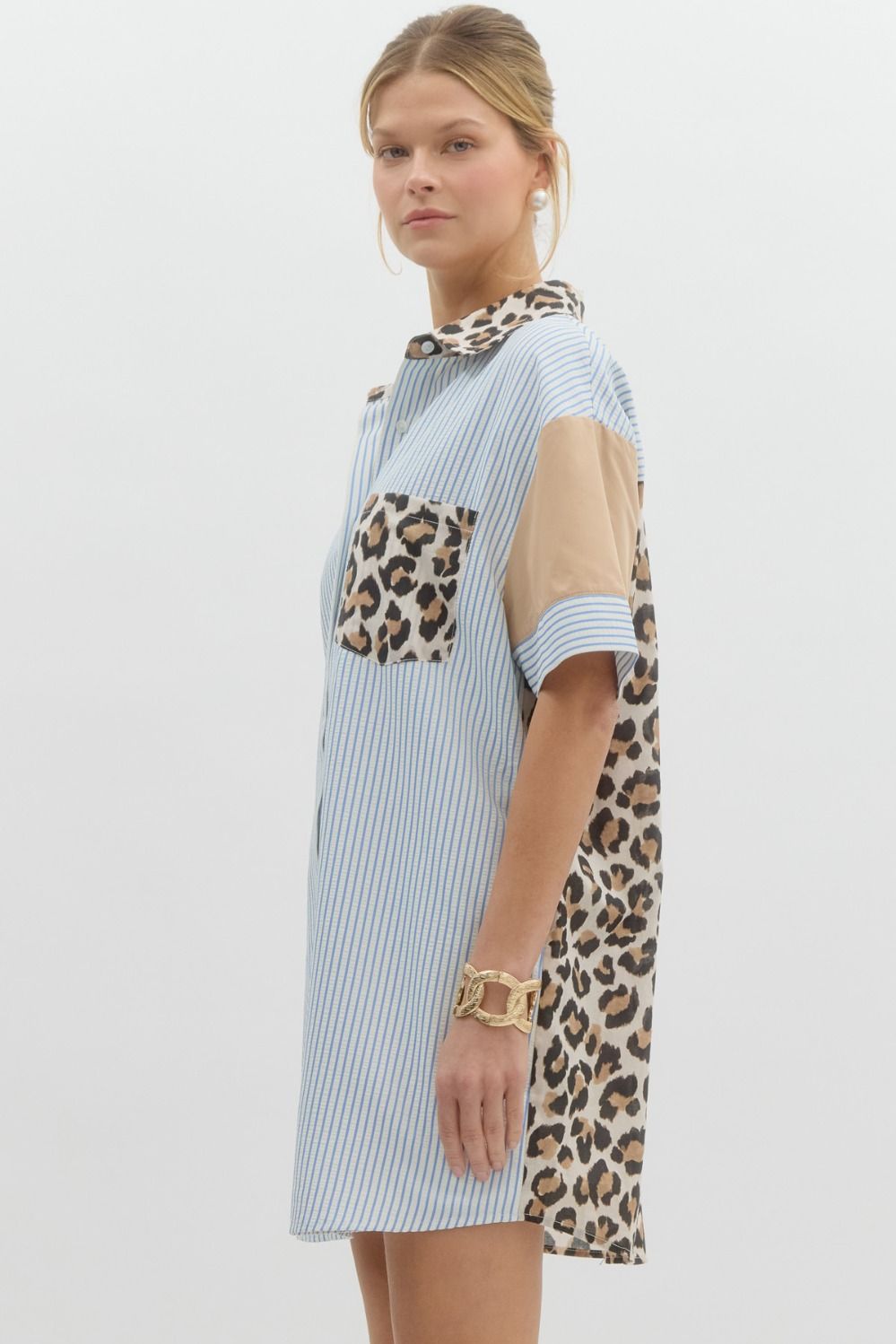 Animal Print Button Dress