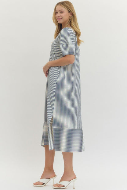 Stripe Seersucker Midi Dress