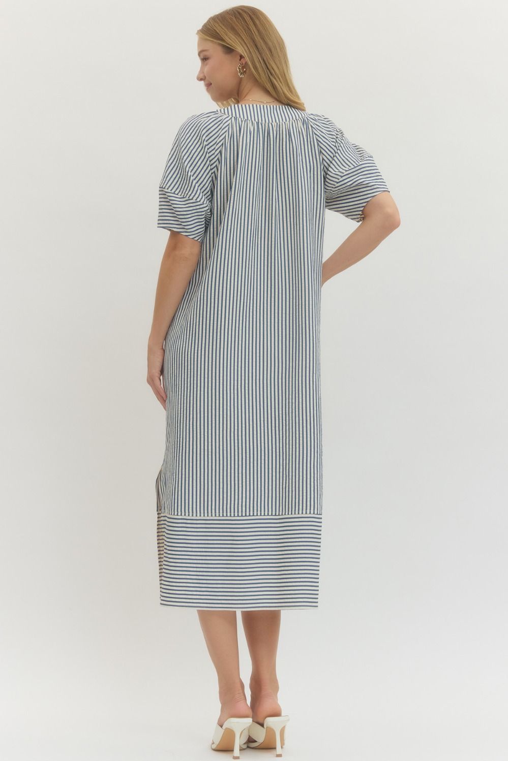Stripe Seersucker Midi Dress