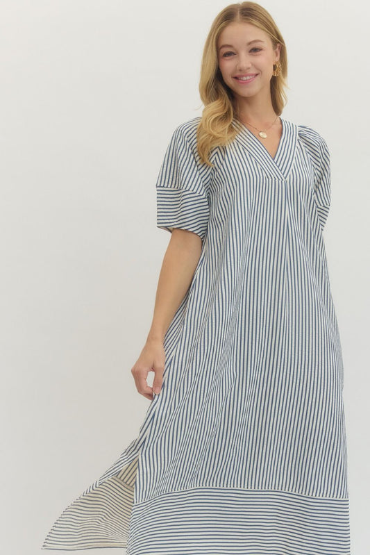 Stripe Seersucker Midi Dress