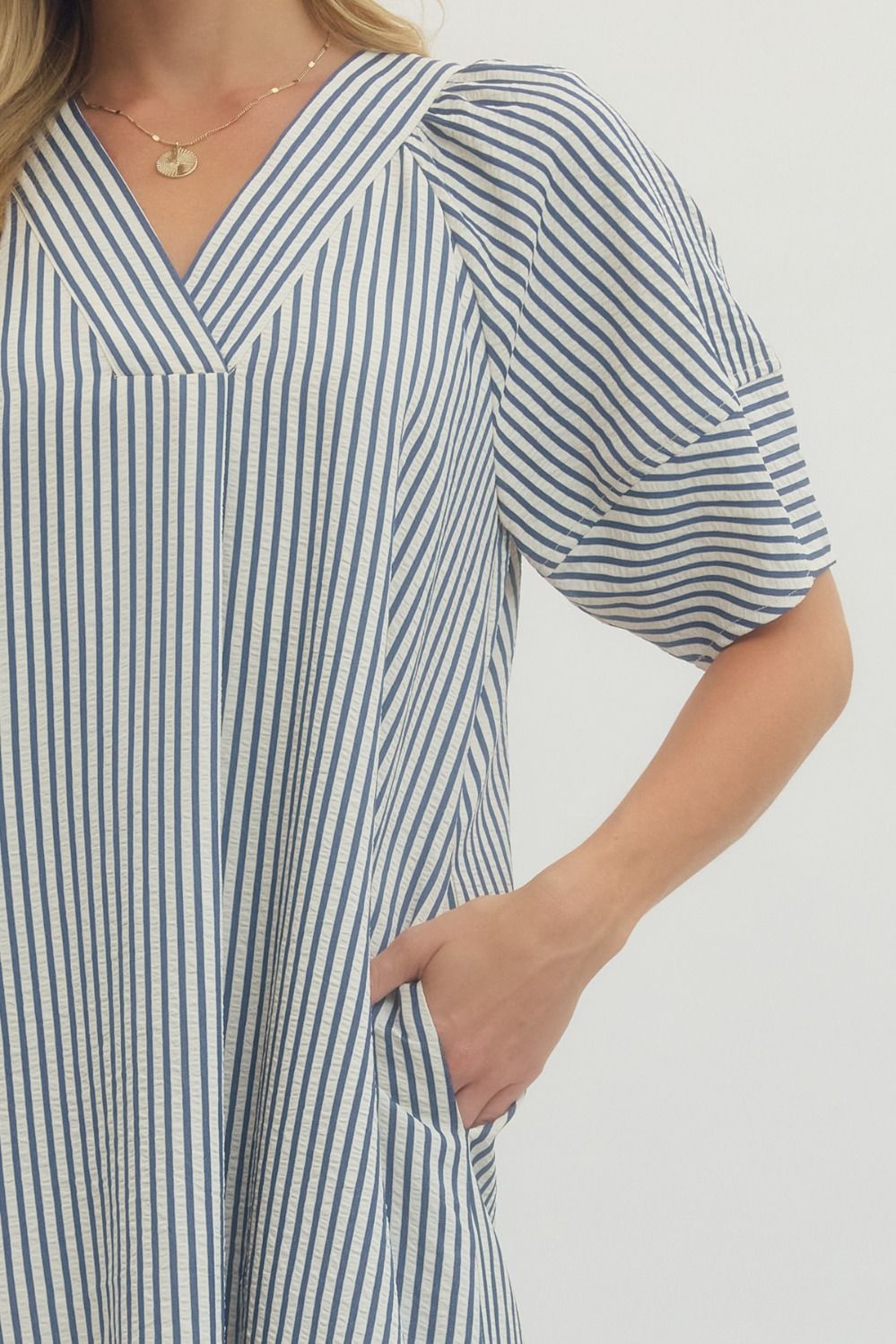 Stripe Seersucker Midi Dress