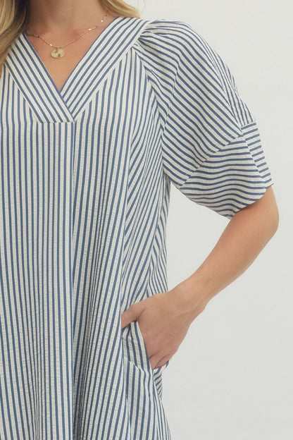 Stripe Seersucker Midi Dress