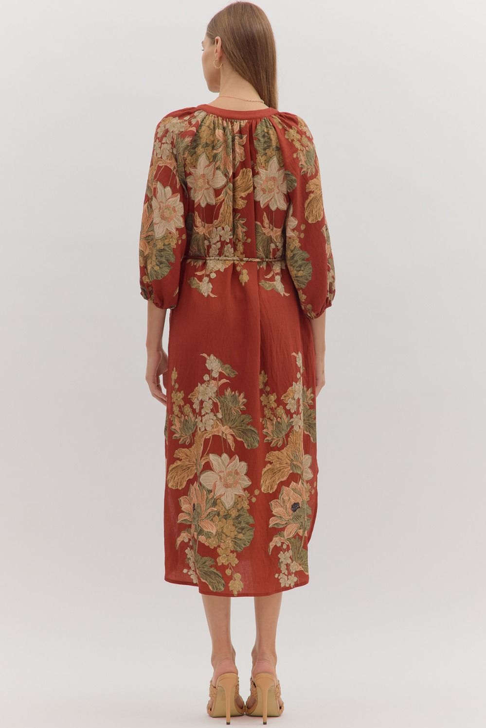 Floral Button Midi Dress