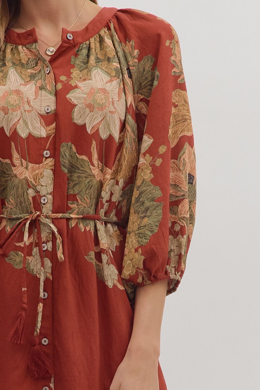 Floral Button Midi Dress