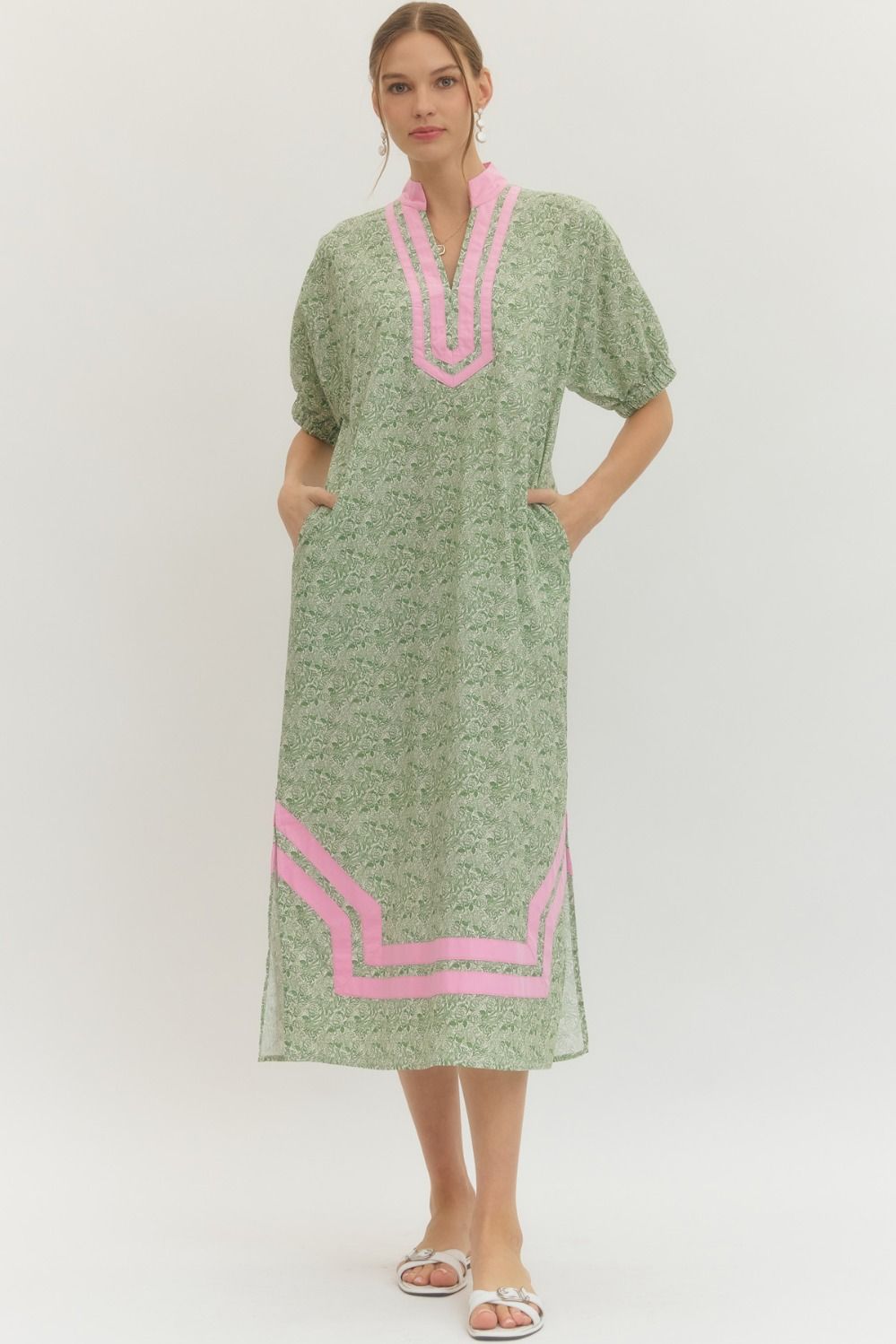 Floral Contrast Hem Dress