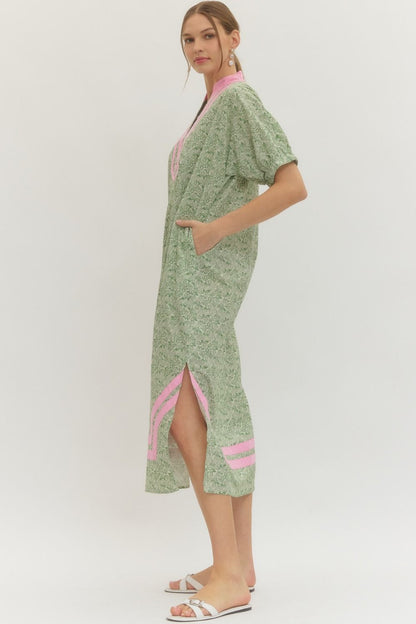 Floral Contrast Hem Dress