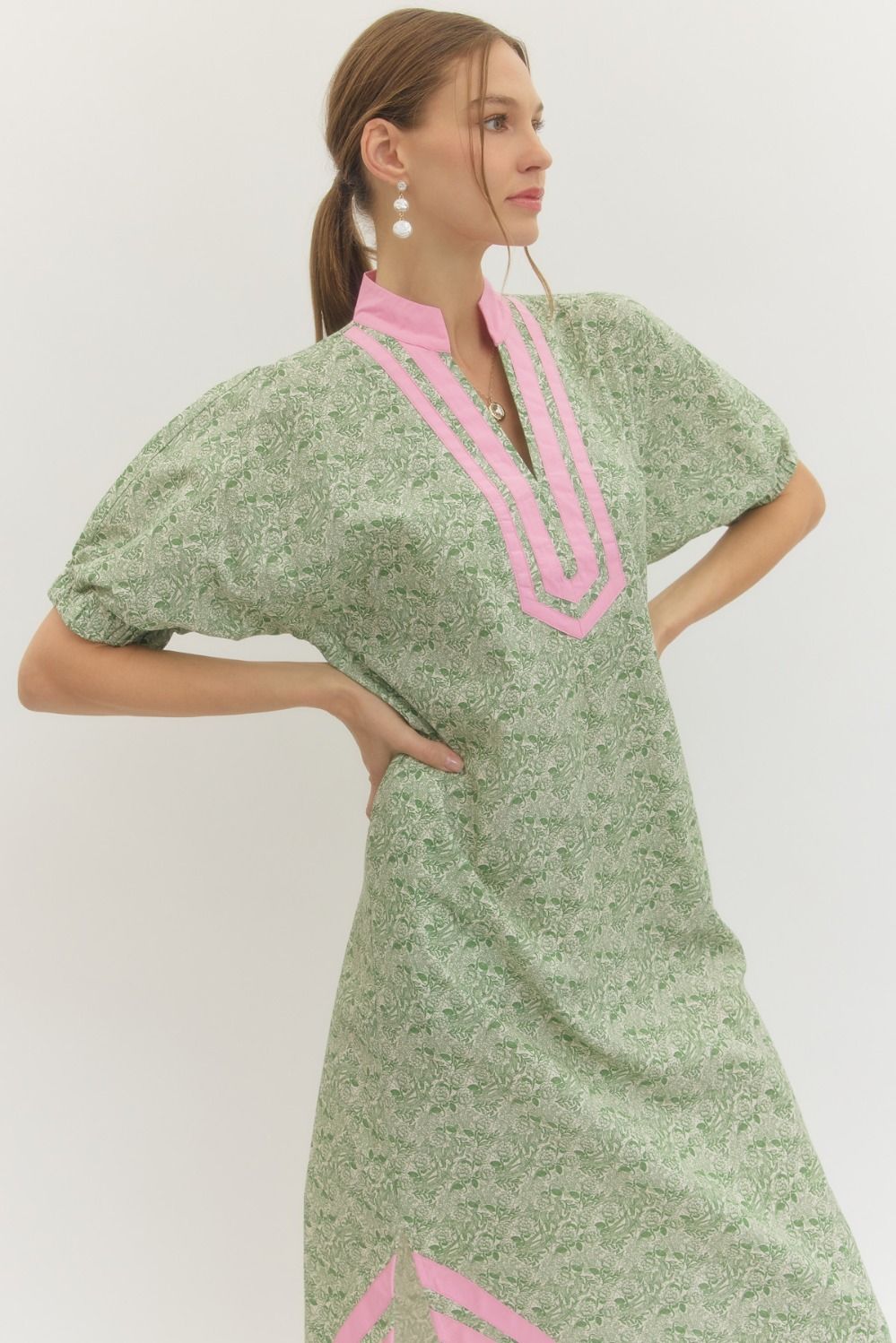 Floral Contrast Hem Dress