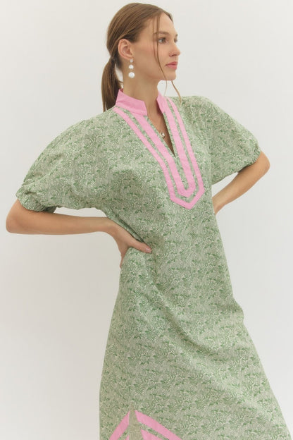 Floral Contrast Hem Dress