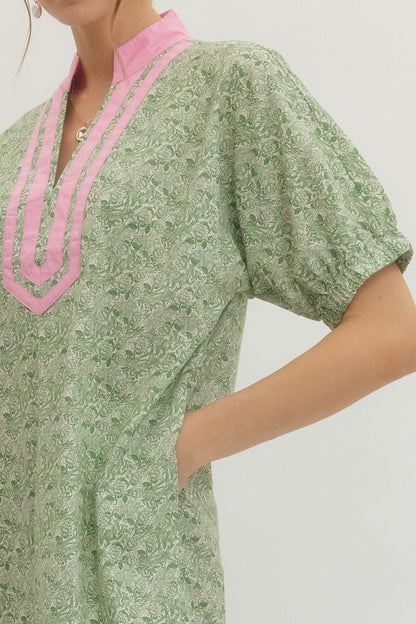 Floral Contrast Hem Dress