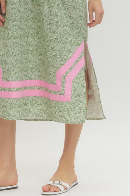 Floral Contrast Hem Dress