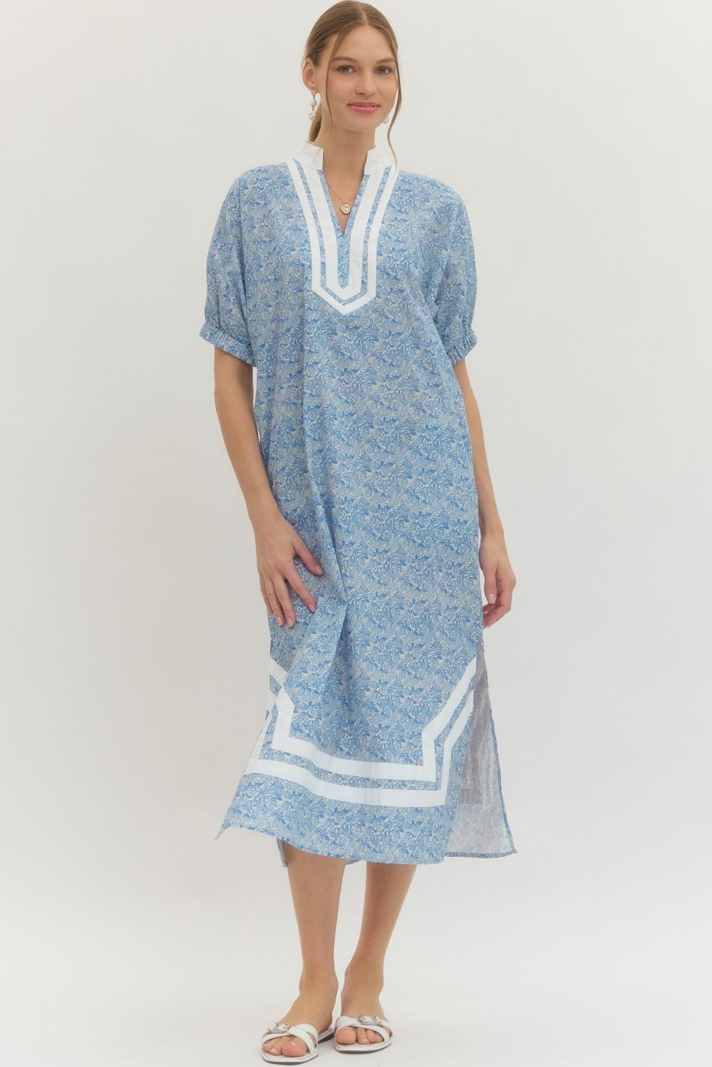 Floral Contrast Hem Dress