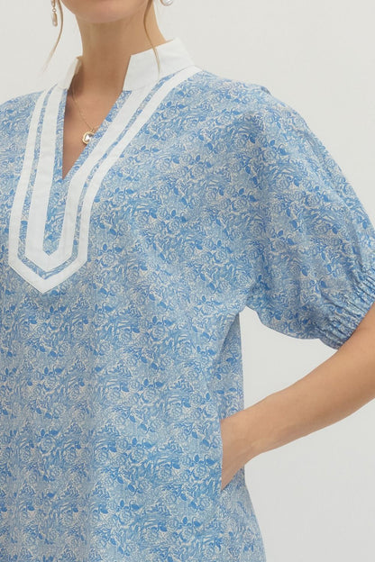 Floral Contrast Hem Dress