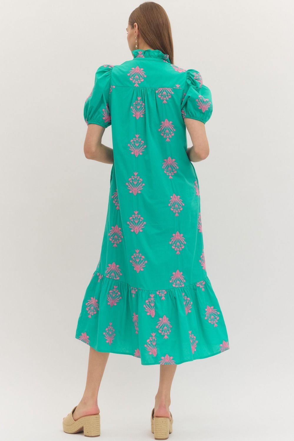 Botanical Button Midi Dress