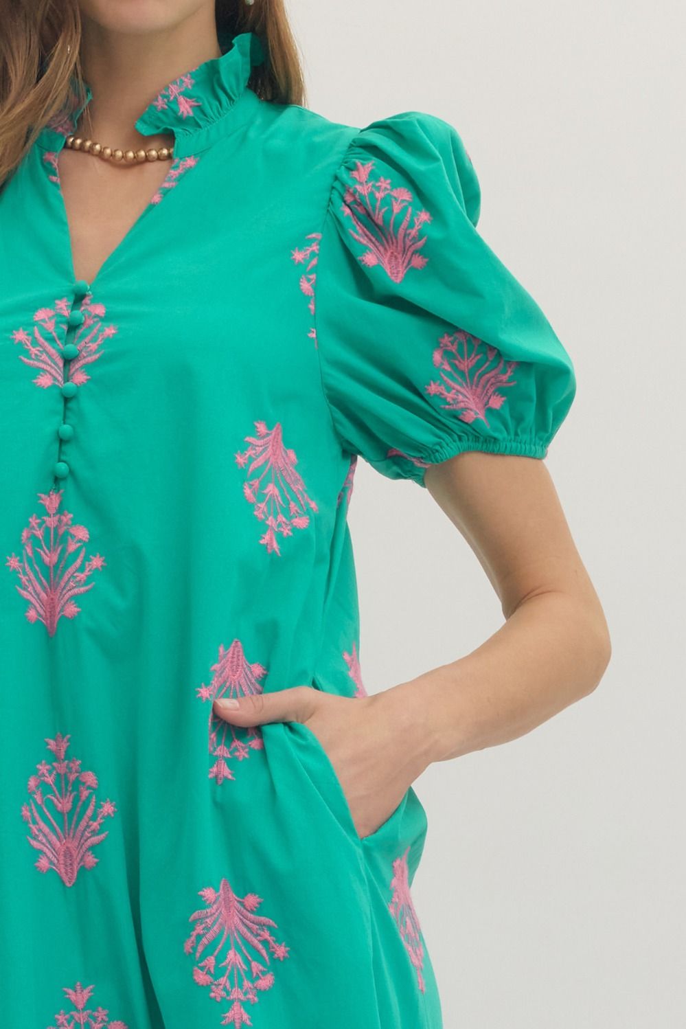 Botanical Button Midi Dress