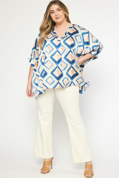 Printed V-Neck Blouse