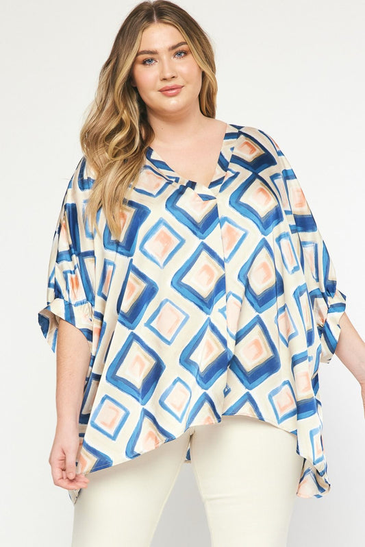 Printed V-Neck Blouse