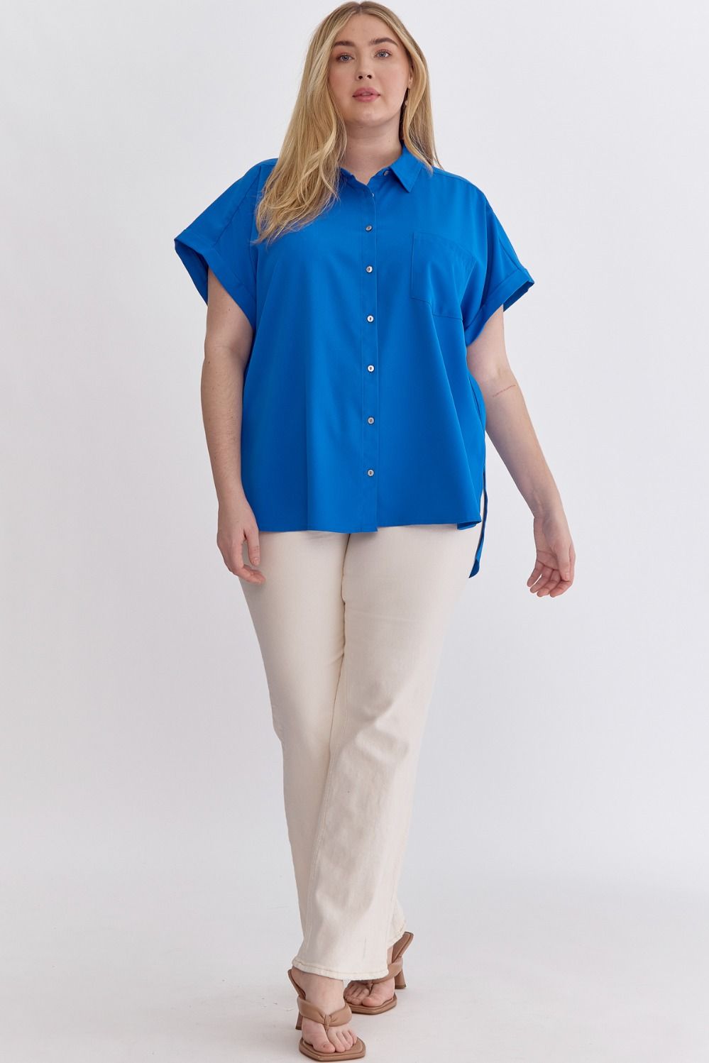 Royal Blue Pocket Button Down