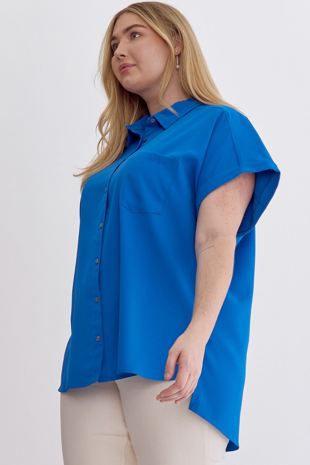 Royal Blue Pocket Button Down