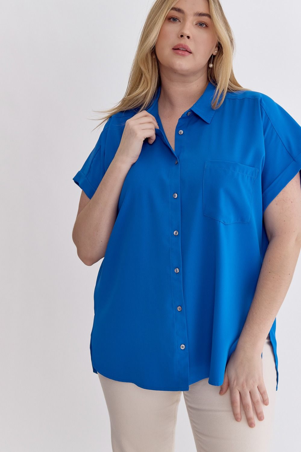 Royal Blue Pocket Button Down